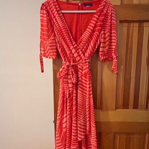 TOmmy Hilfiger Coral Striped Wrap Dress